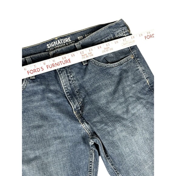 Levis Signature 34x32 Denim Blue Jeans Men's Zip Fly S59 Bootcut Straight - Picture 5 of 10